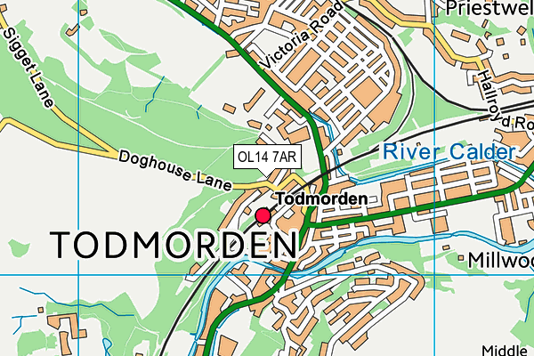 OL14 7AR map - OS VectorMap District (Ordnance Survey)