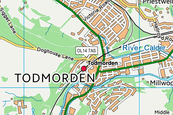 OL14 7AS map - OS VectorMap District (Ordnance Survey)