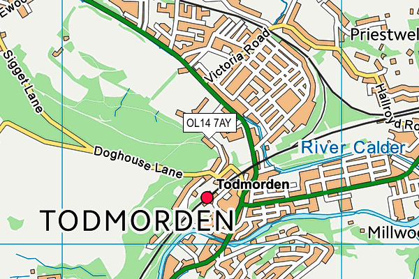 OL14 7AY map - OS VectorMap District (Ordnance Survey)