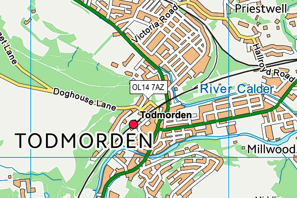 OL14 7AZ map - OS VectorMap District (Ordnance Survey)