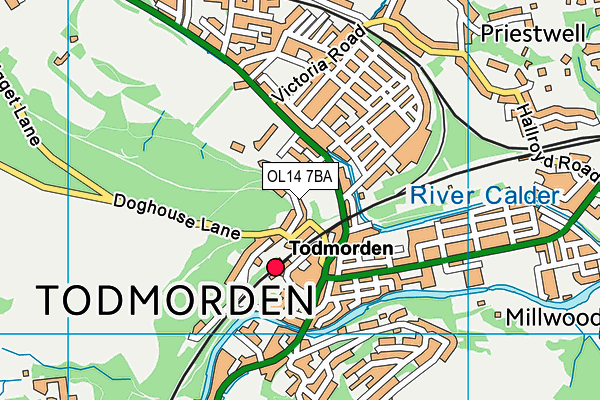 OL14 7BA map - OS VectorMap District (Ordnance Survey)