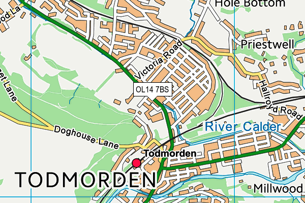 Todmorden Cricket Club map (OL14 7BS) - OS VectorMap District (Ordnance Survey)