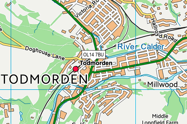 OL14 7BU map - OS VectorMap District (Ordnance Survey)