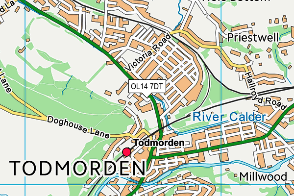 OL14 7DT map - OS VectorMap District (Ordnance Survey)