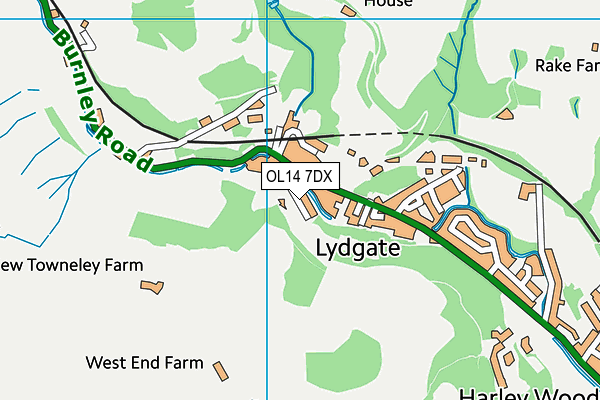 OL14 7DX map - OS VectorMap District (Ordnance Survey)