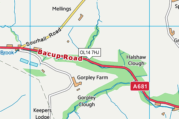 OL14 7HJ map - OS VectorMap District (Ordnance Survey)