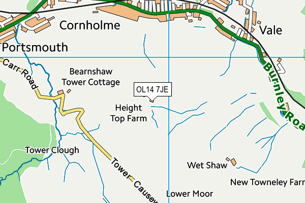 OL14 7JE map - OS VectorMap District (Ordnance Survey)