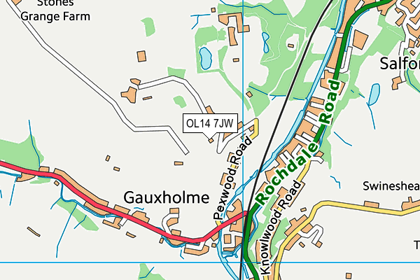 OL14 7JW map - OS VectorMap District (Ordnance Survey)