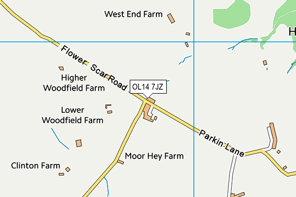 OL14 7JZ map - OS VectorMap District (Ordnance Survey)