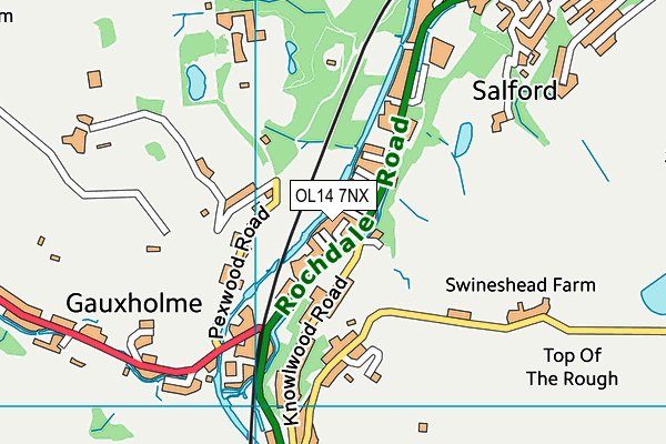 OL14 7NX map - OS VectorMap District (Ordnance Survey)