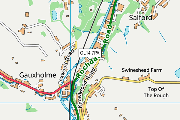 OL14 7PA map - OS VectorMap District (Ordnance Survey)