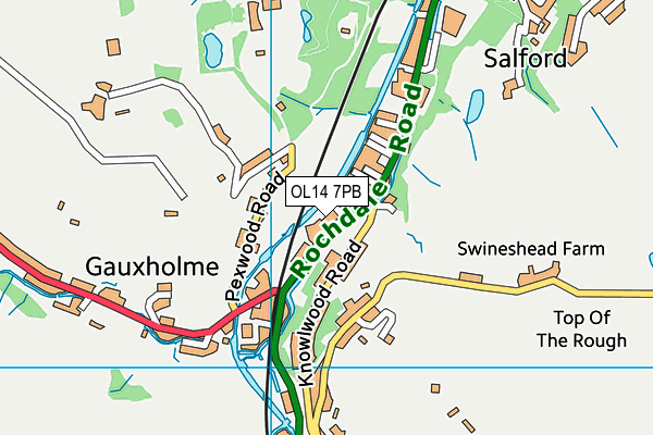 OL14 7PB map - OS VectorMap District (Ordnance Survey)