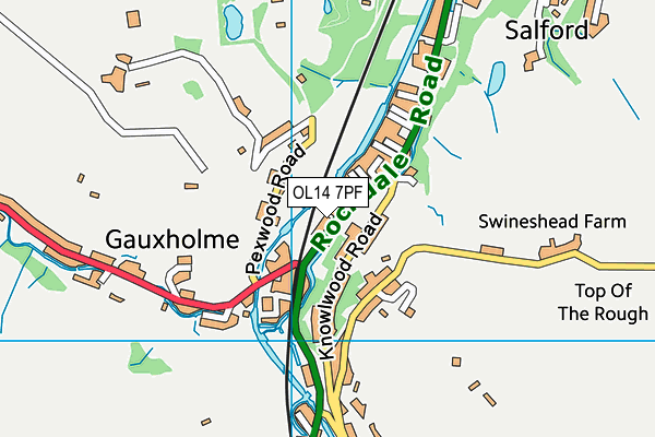 OL14 7PF map - OS VectorMap District (Ordnance Survey)