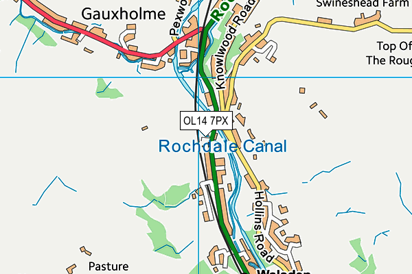 OL14 7PX map - OS VectorMap District (Ordnance Survey)