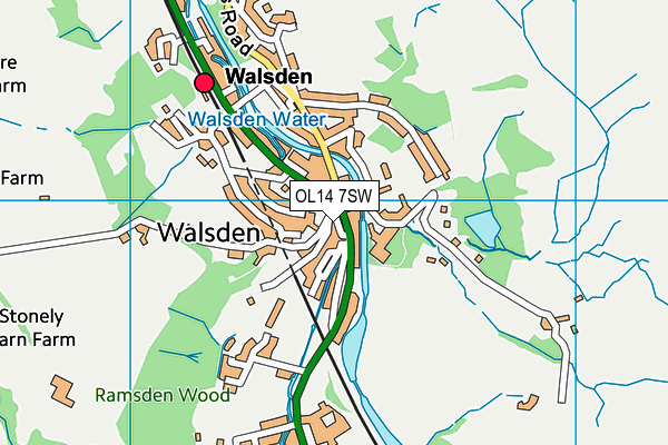 OL14 7SW map - OS VectorMap District (Ordnance Survey)