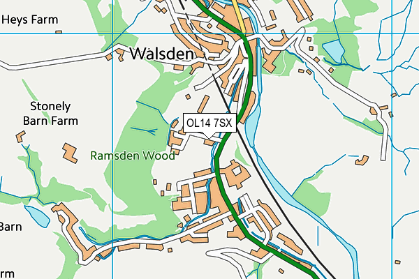 Walsden Cricket & Bowling Club map (OL14 7SX) - OS VectorMap District (Ordnance Survey)