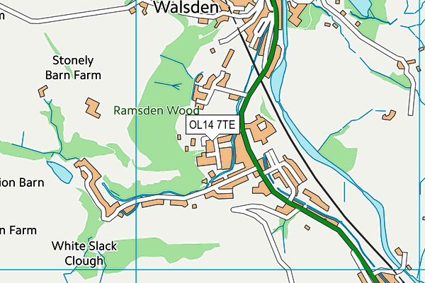 OL14 7TE map - OS VectorMap District (Ordnance Survey)