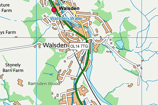 OL14 7TG map - OS VectorMap District (Ordnance Survey)