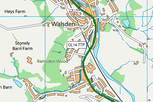 OL14 7TP map - OS VectorMap District (Ordnance Survey)