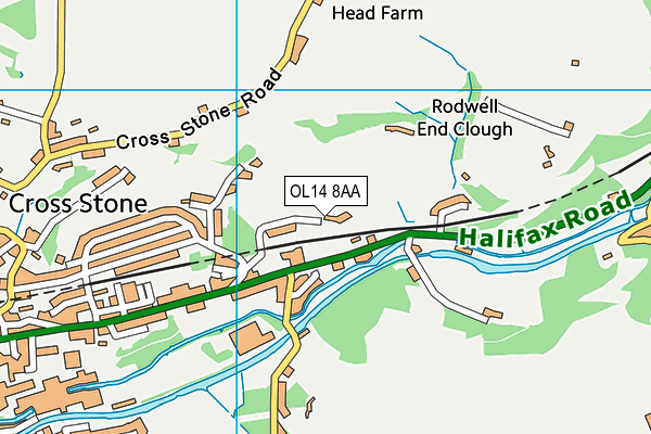 OL14 8AA map - OS VectorMap District (Ordnance Survey)