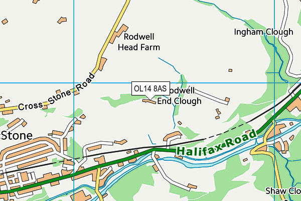 OL14 8AS map - OS VectorMap District (Ordnance Survey)