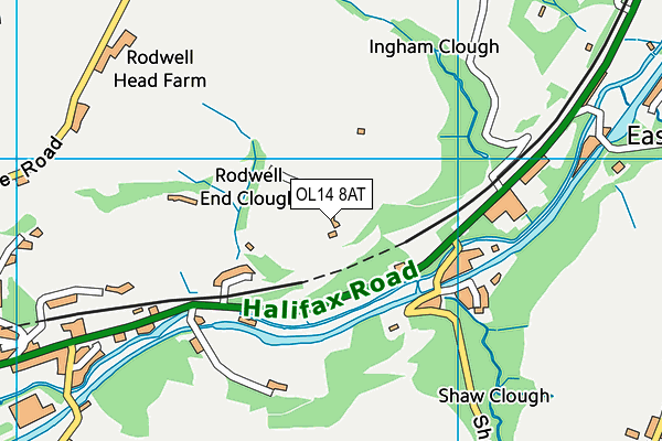 OL14 8AT map - OS VectorMap District (Ordnance Survey)