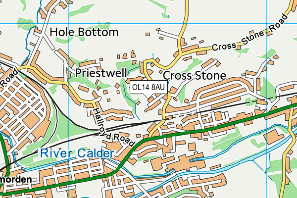 OL14 8AU map - OS VectorMap District (Ordnance Survey)