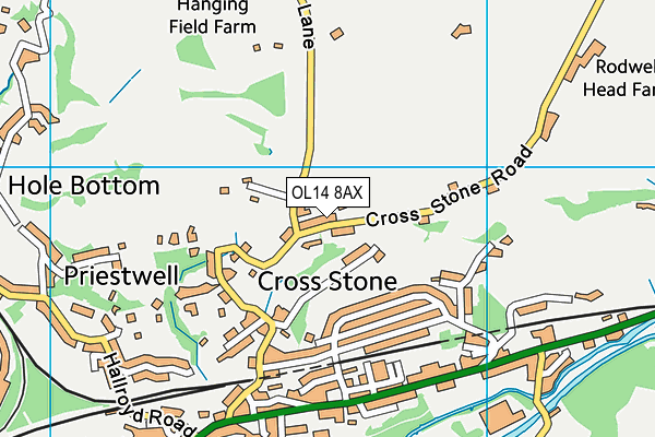 OL14 8AX map - OS VectorMap District (Ordnance Survey)