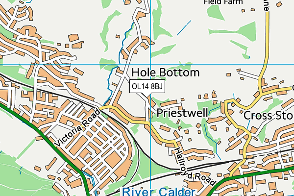 Todmorden Lawn Tennis Club map (OL14 8BJ) - OS VectorMap District (Ordnance Survey)
