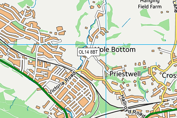 OL14 8BT map - OS VectorMap District (Ordnance Survey)