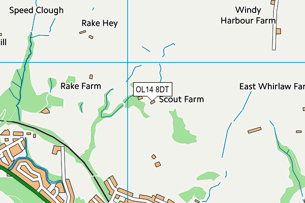 OL14 8DT map - OS VectorMap District (Ordnance Survey)