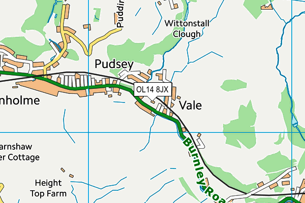 OL14 8JX map - OS VectorMap District (Ordnance Survey)