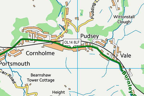 OL14 8LF map - OS VectorMap District (Ordnance Survey)