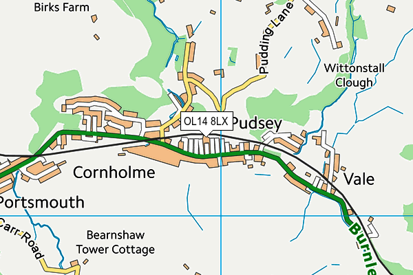 OL14 8LX map - OS VectorMap District (Ordnance Survey)