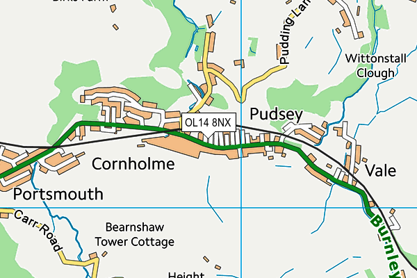 OL14 8NX map - OS VectorMap District (Ordnance Survey)