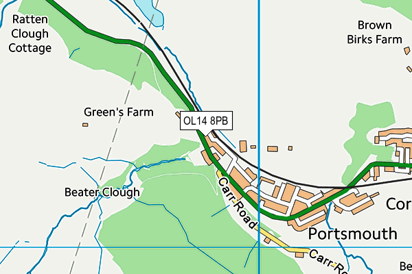 OL14 8PB map - OS VectorMap District (Ordnance Survey)