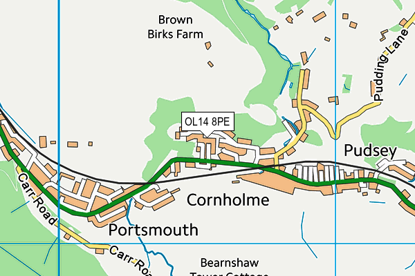 OL14 8PE map - OS VectorMap District (Ordnance Survey)