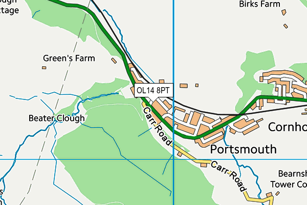 OL14 8PT map - OS VectorMap District (Ordnance Survey)