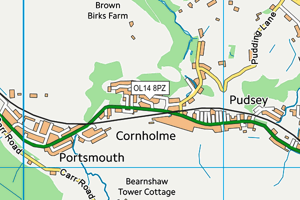 OL14 8PZ map - OS VectorMap District (Ordnance Survey)