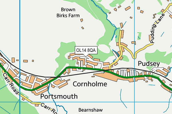 OL14 8QA map - OS VectorMap District (Ordnance Survey)