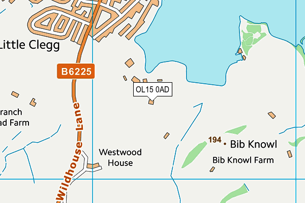 OL15 0AD map - OS VectorMap District (Ordnance Survey)