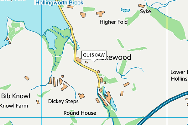 OL15 0AW map - OS VectorMap District (Ordnance Survey)