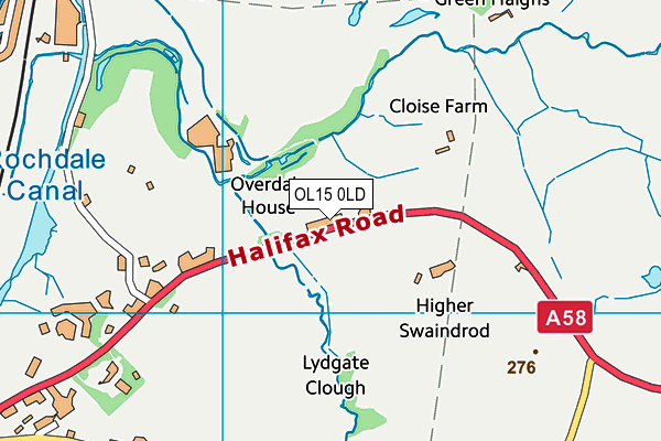 OL15 0LD map - OS VectorMap District (Ordnance Survey)