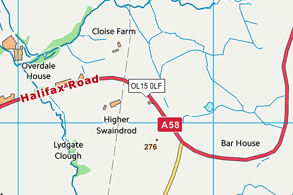 OL15 0LF map - OS VectorMap District (Ordnance Survey)