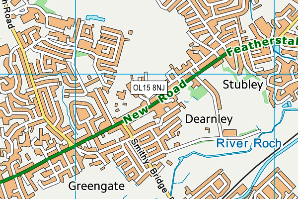 Dearnley Playing Fields map (OL15 8NJ) - OS VectorMap District (Ordnance Survey)