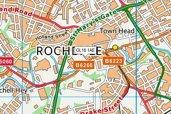 OL16 1AE map - OS VectorMap District (Ordnance Survey)