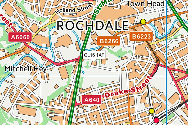 OL16 1AF map - OS VectorMap District (Ordnance Survey)