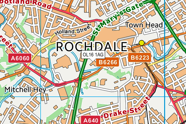 OL16 1AG map - OS VectorMap District (Ordnance Survey)