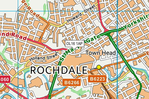 OL16 1AP map - OS VectorMap District (Ordnance Survey)