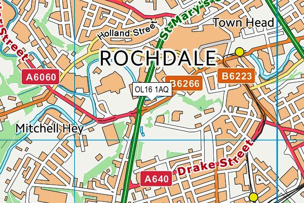 OL16 1AQ map - OS VectorMap District (Ordnance Survey)